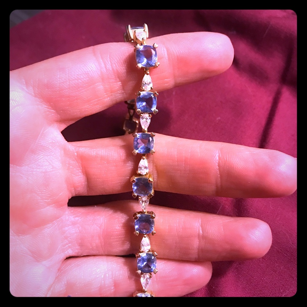 white and lavender cubic zirconia bracelet